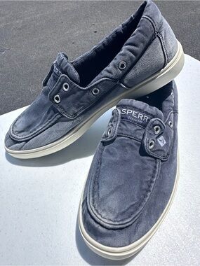 Sperry Men’s Faded Black Canvas Slip-On Boat Shoes *NWOT*